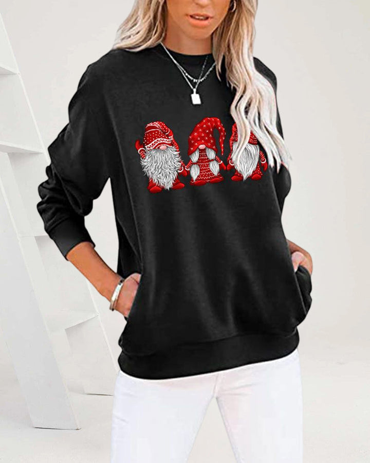 Langarm-sweatshirt met drie kerstmannen