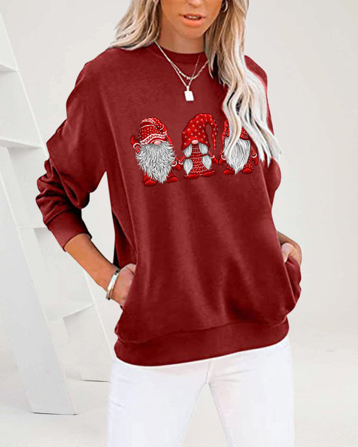 Langarm-sweatshirt met drie kerstmannen