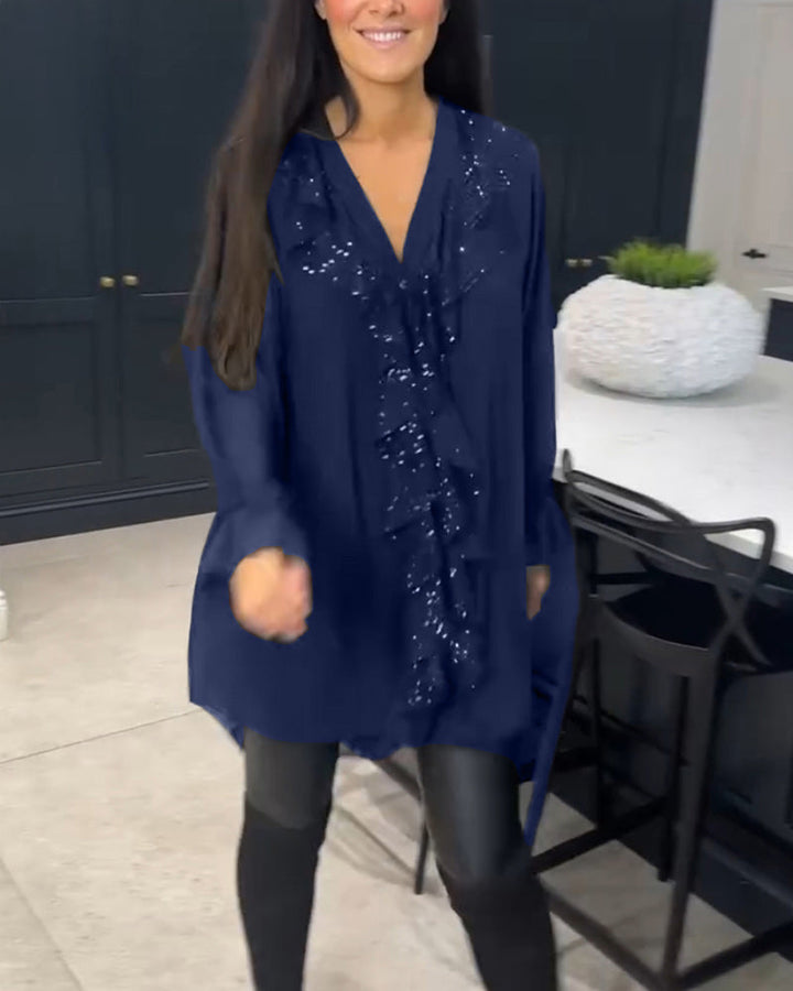 Blouse met Ruches en Elegante Stijl