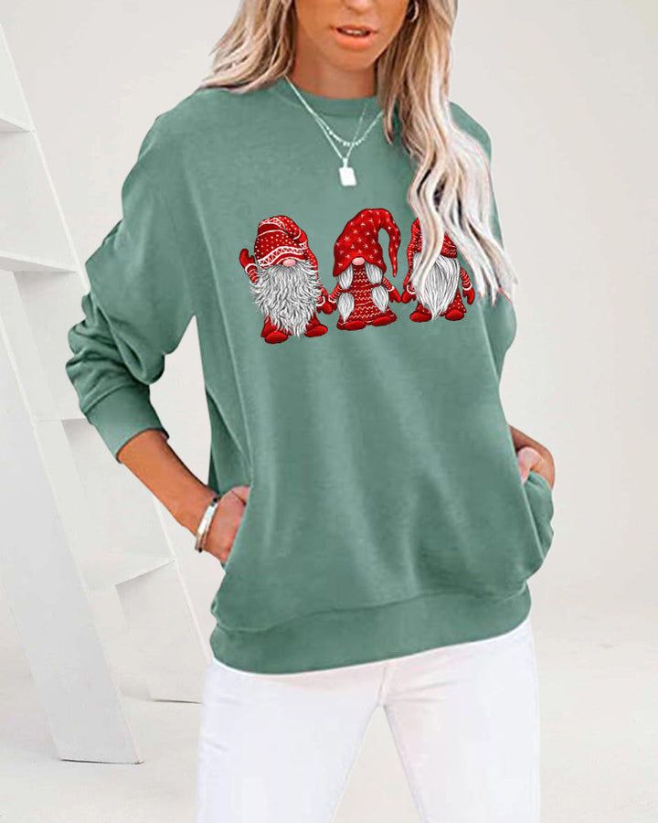Langarm-sweatshirt met drie kerstmannen