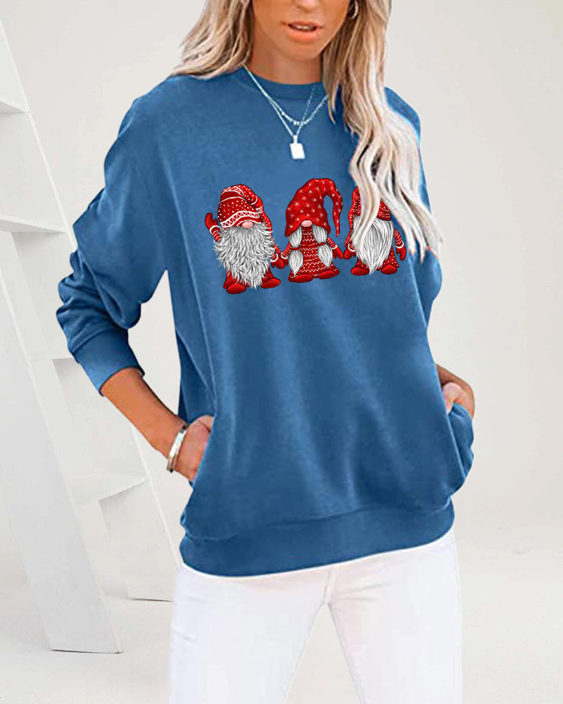 Langarm-sweatshirt met drie kerstmannen