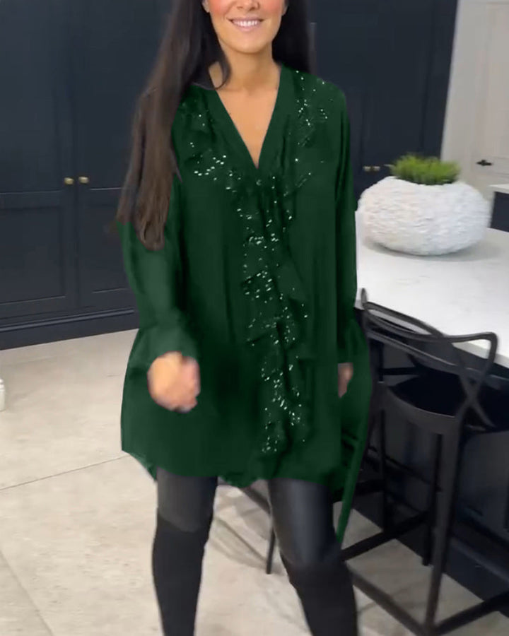 Blouse met Ruches en Elegante Stijl