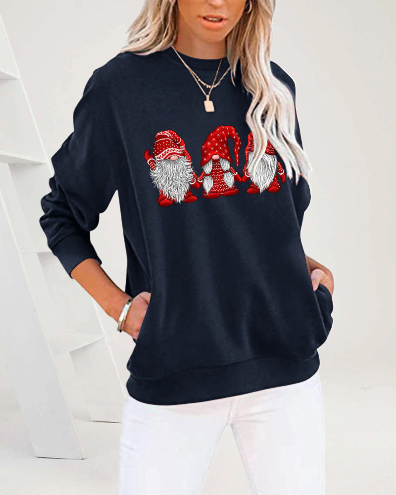 Langarm-sweatshirt met drie kerstmannen