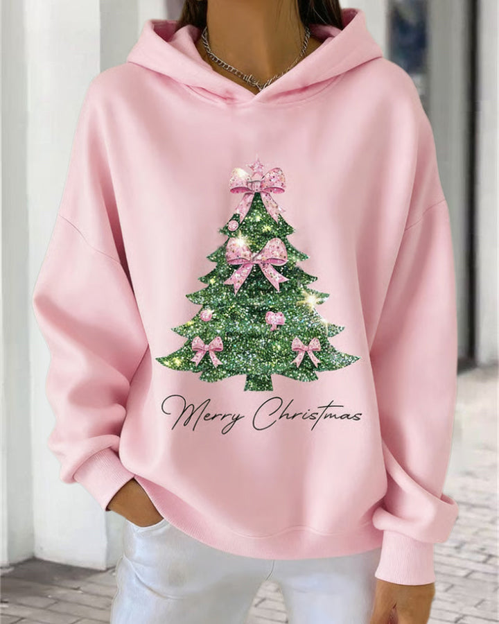Sweatshirt Met Capuchon Casual Kerstprint