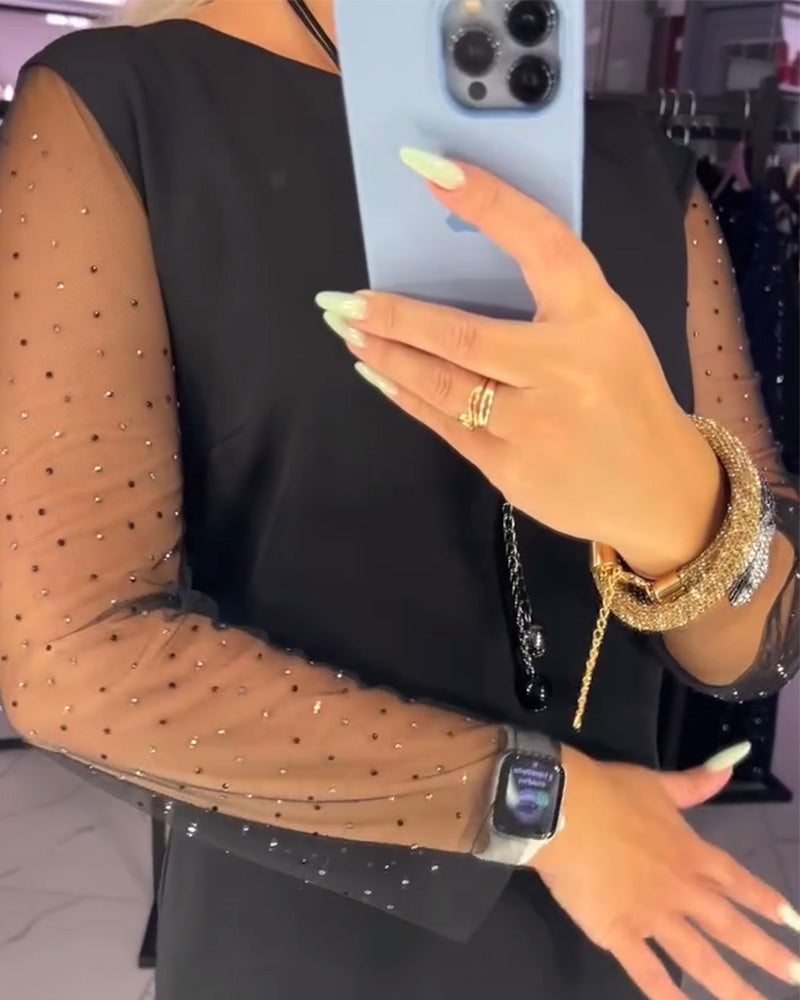 Kleed Ronde Hals Transparant Mesh Naad