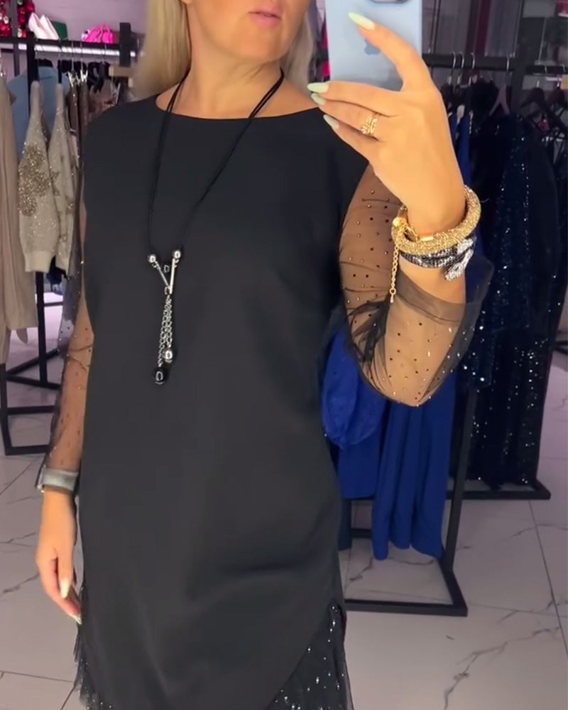 Kleed Ronde Hals Transparant Mesh Naad