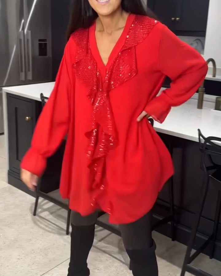 Blouse met Ruches en Elegante Stijl