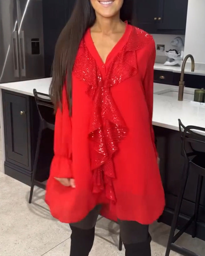 Blouse met Ruches en Elegante Stijl