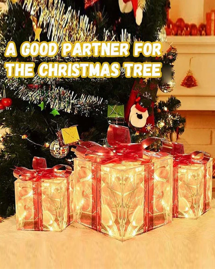 Kerstdecoratie in de Vorm van Verlichte Cadeauboxen