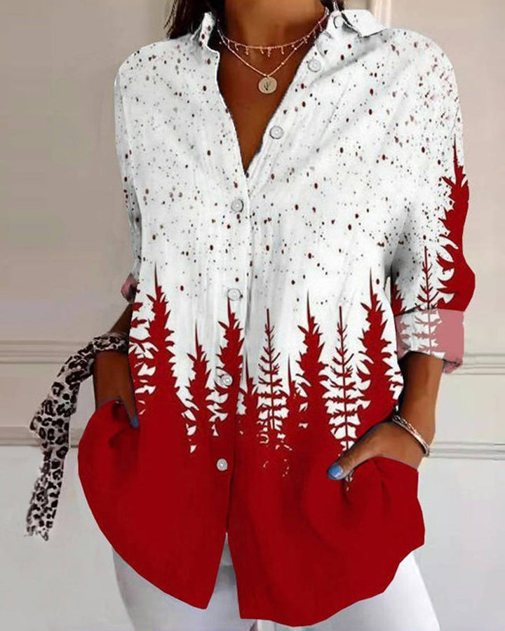 Casual overhemd met revers en knopen bedrukt