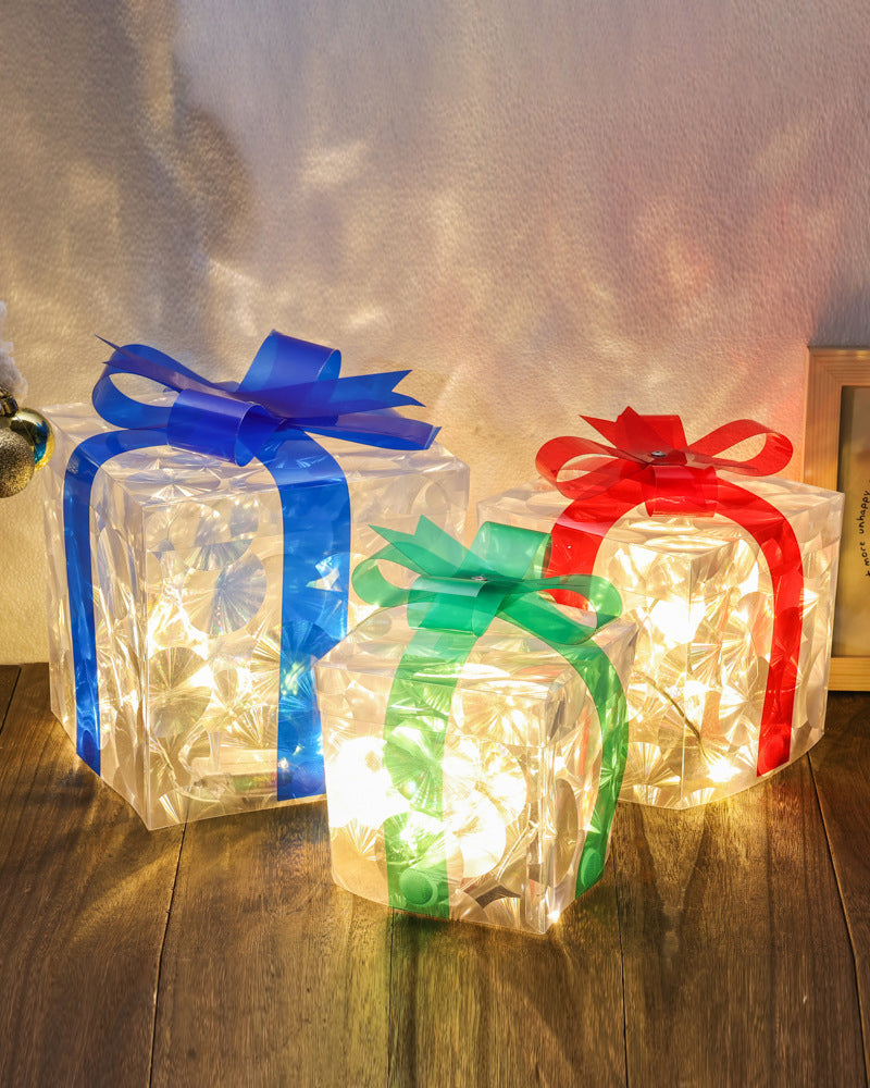 Kerstdecoratie in de Vorm van Verlichte Cadeauboxen