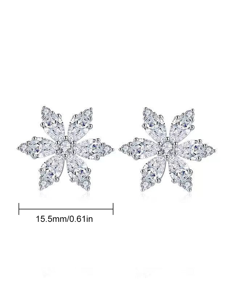 Zirkon-Oorbellen met Sneeuwvlokbloem