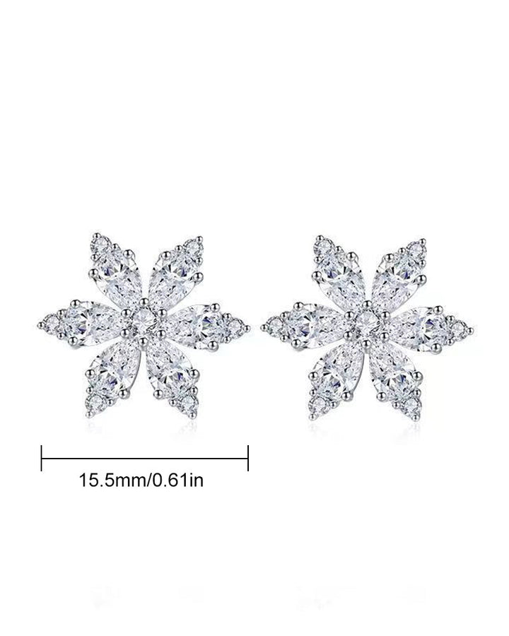 Zirkon-Oorbellen met Sneeuwvlokbloem