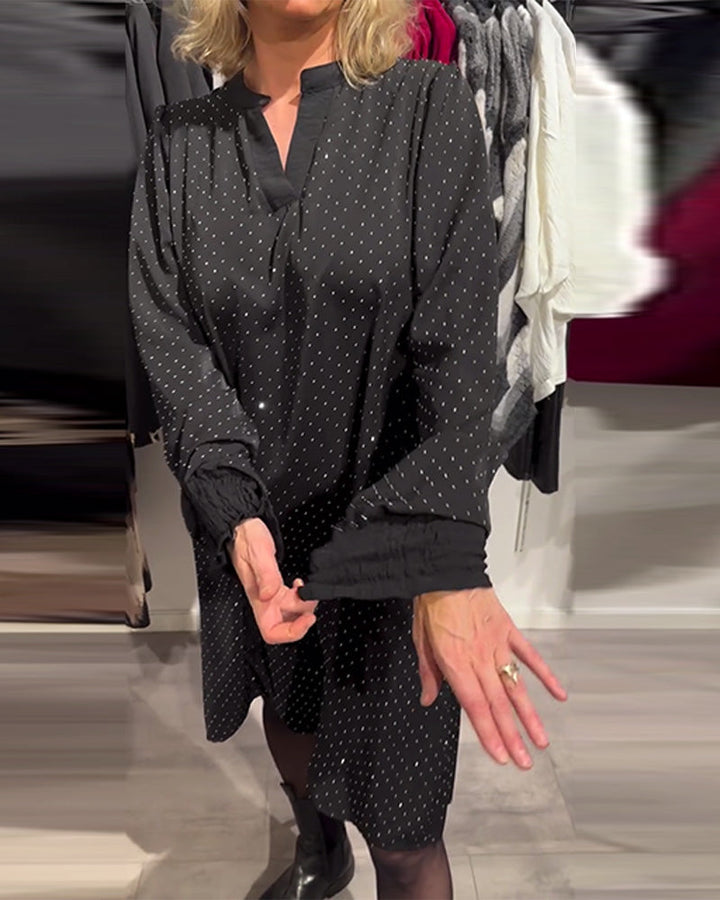 Jurk met lantaenmouwen en ruitpatroon