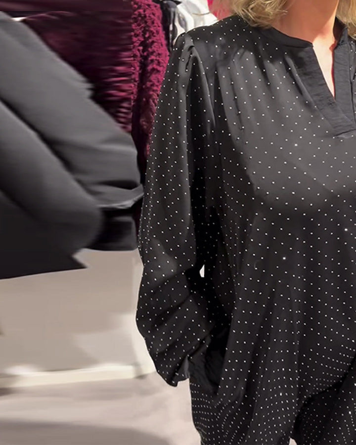 Jurk met lantaenmouwen en ruitpatroon