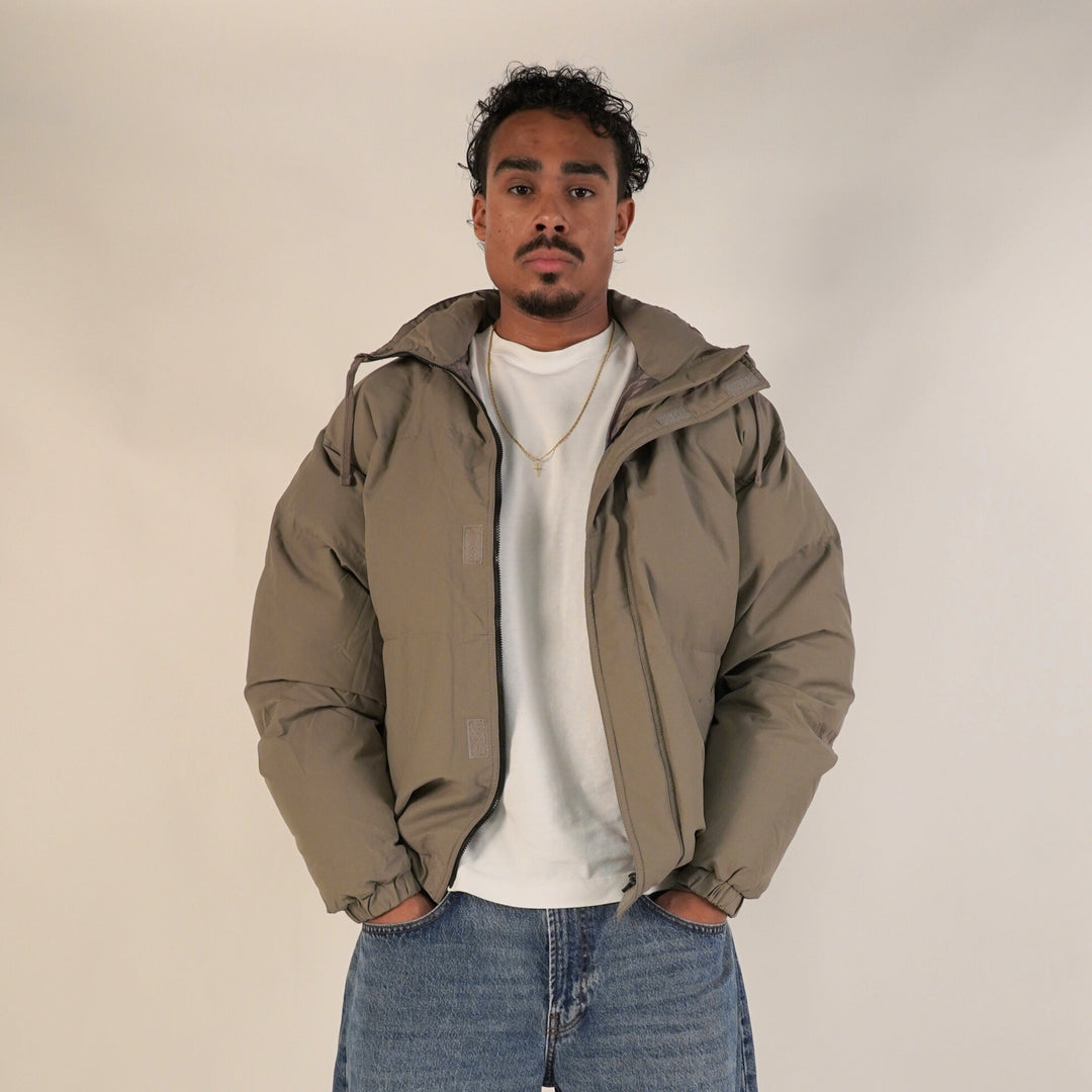 Fear of God Essentials FW20 Puffer Jacket Taupe