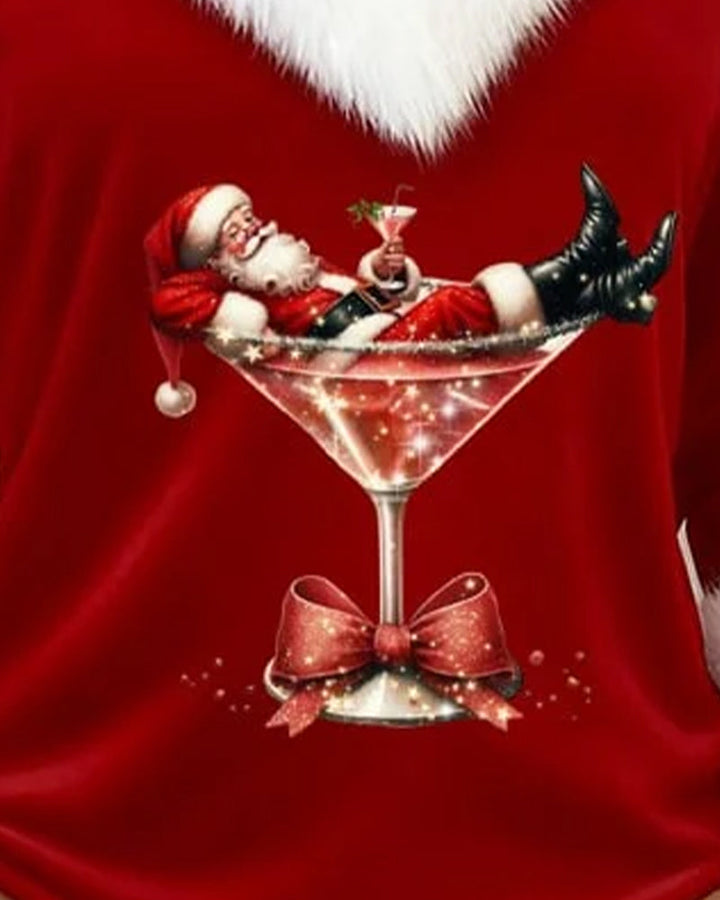 Pluche top met kerstmotief en lange mouwen