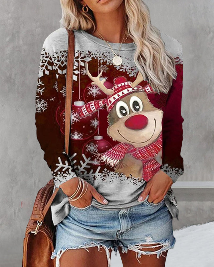 Top met ronde hals en kerstprint