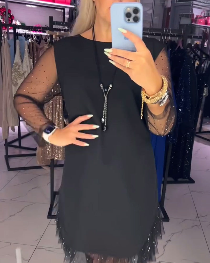 Kleed Ronde Hals Transparant Mesh Naad