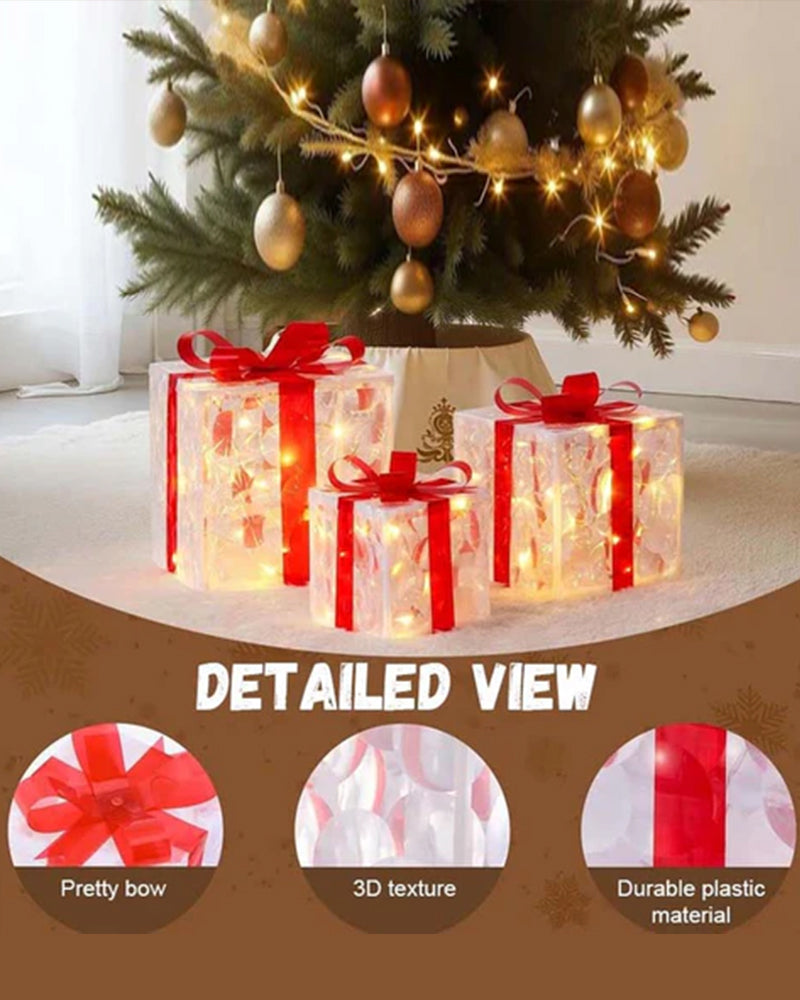 Kerstdecoratie in de Vorm van Verlichte Cadeauboxen