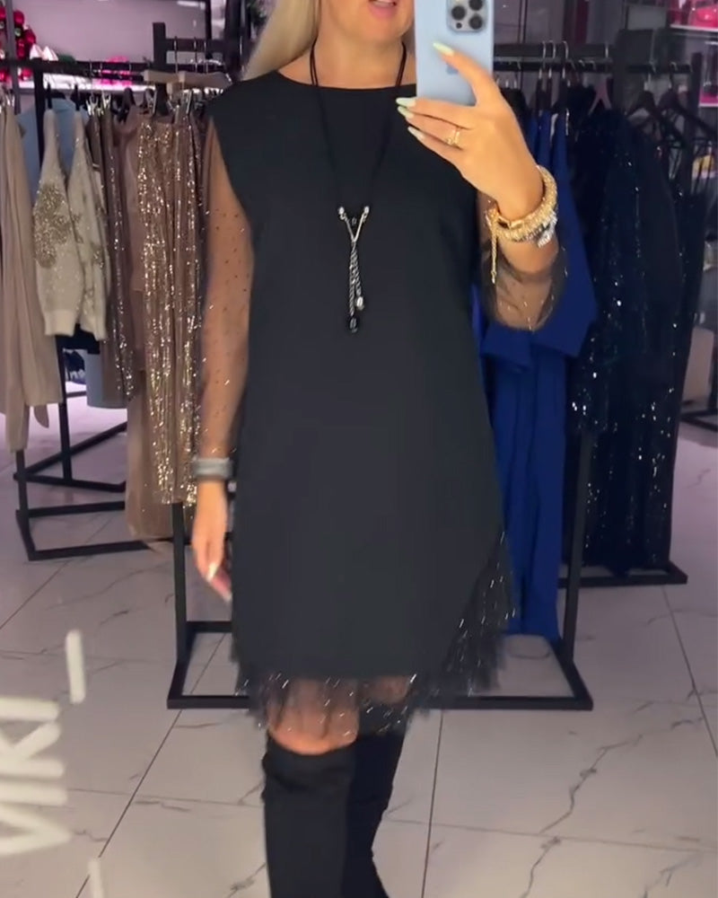 Kleed Ronde Hals Transparant Mesh Naad