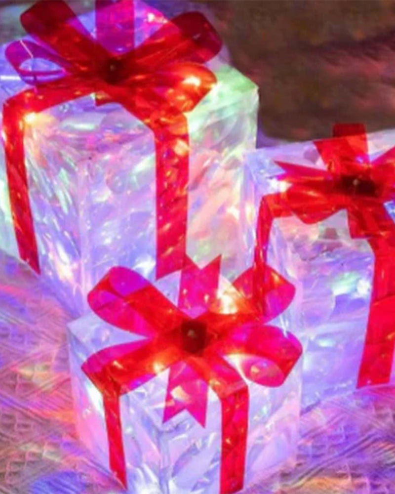 Kerstdecoratie in de Vorm van Verlichte Cadeauboxen