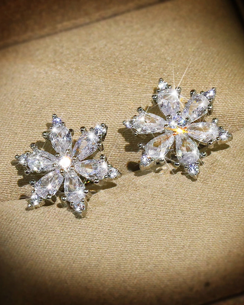 Zirkon-Oorbellen met Sneeuwvlokbloem