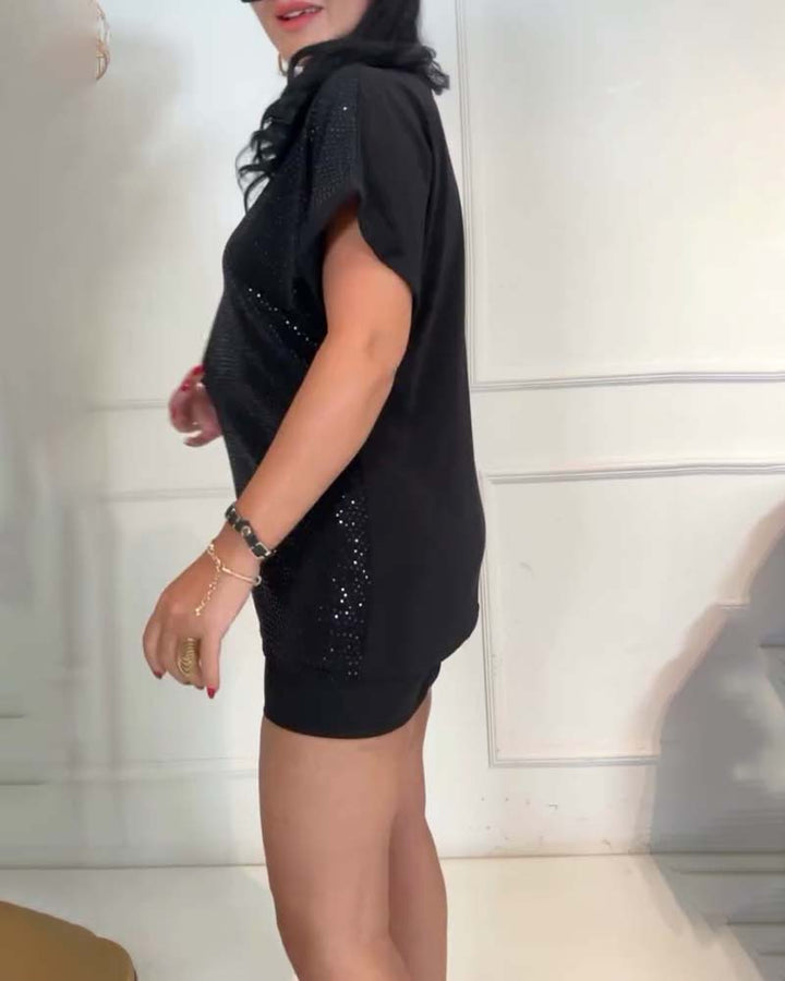 Blouse met V-hals Pailletten Elegant