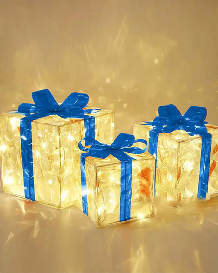 Kerstdecoratie in de Vorm van Verlichte Cadeauboxen