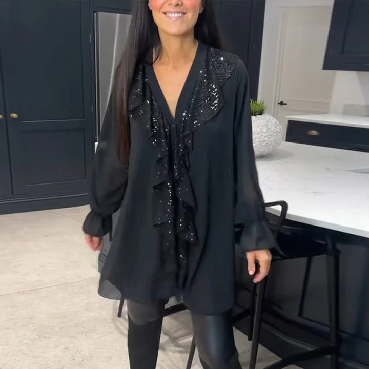 Blouse met Ruches en Elegante Stijl