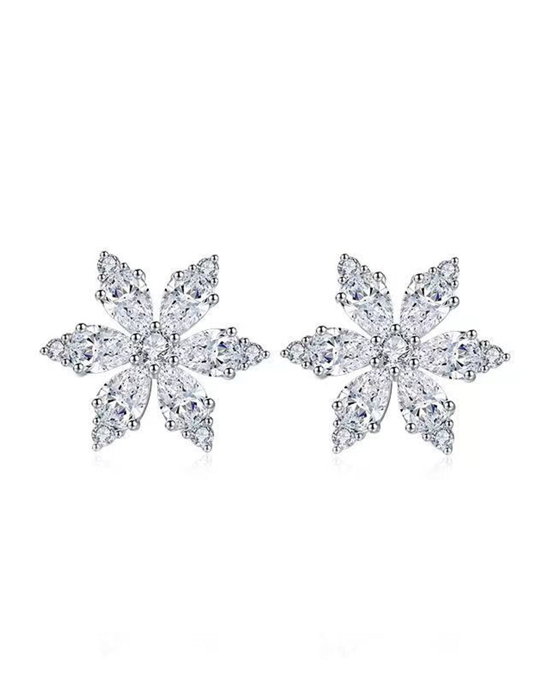 Zirkon-Oorbellen met Sneeuwvlokbloem