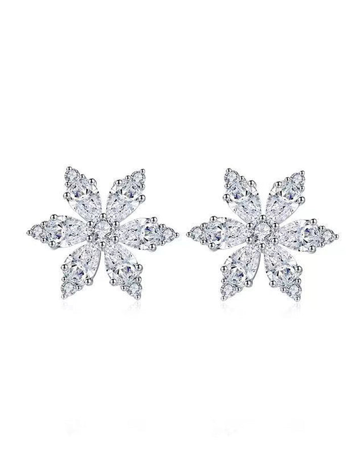 Zirkon-Oorbellen met Sneeuwvlokbloem