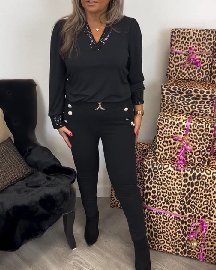 Effen Pendeltop met V-hals