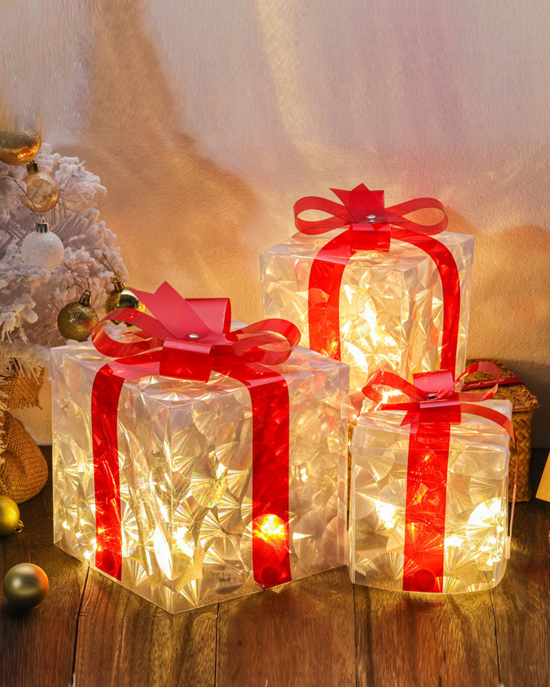 Kerstdecoratie in de Vorm van Verlichte Cadeauboxen