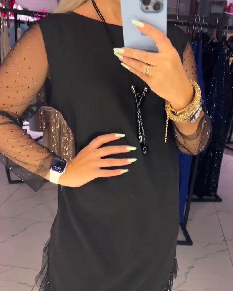 Kleed Ronde Hals Transparant Mesh Naad