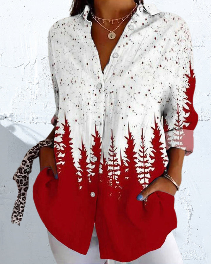 Casual overhemd met revers en knopen bedrukt